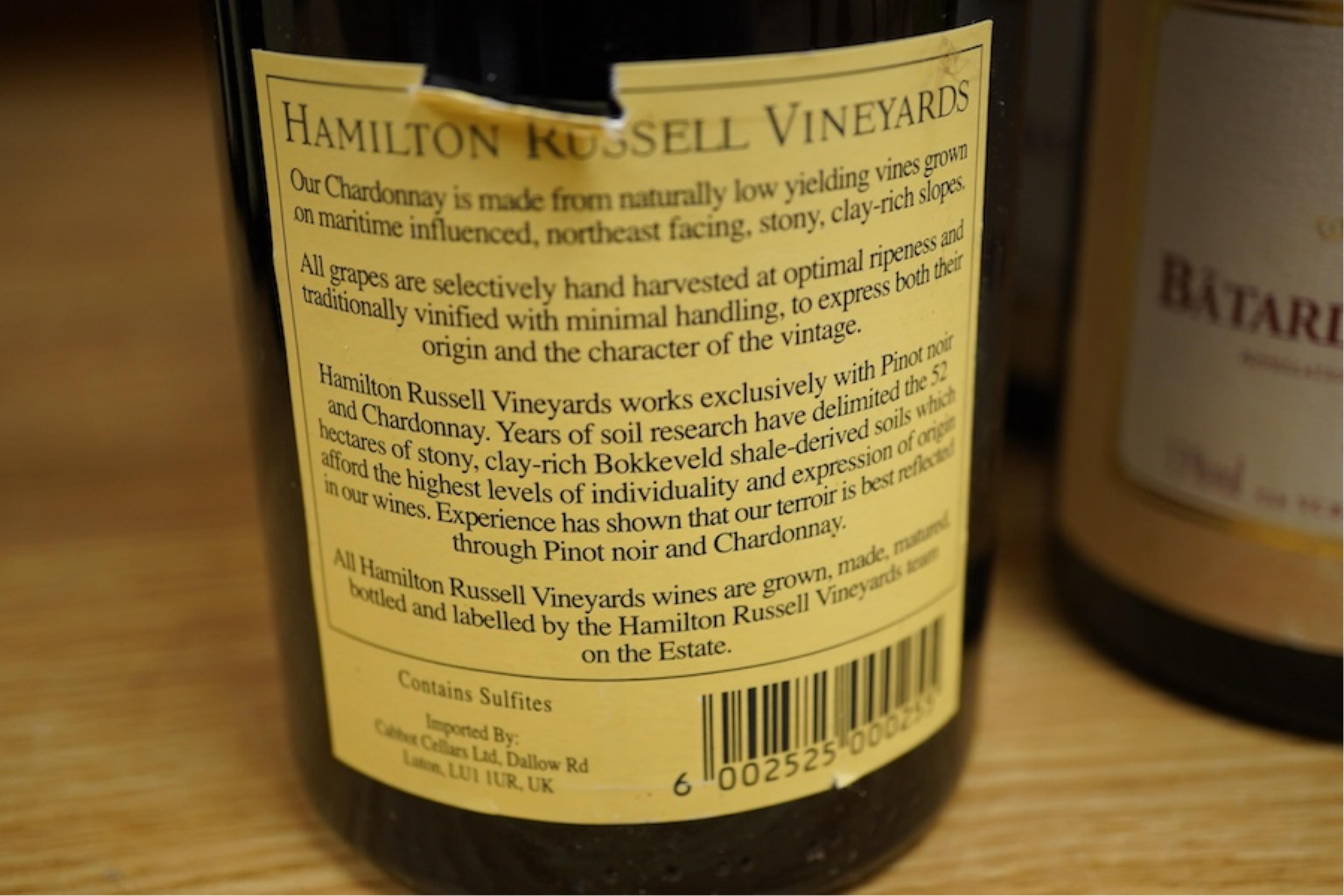 Bâtard Montrachet, 2001, four bottles, and Hamilton Russell Vineyards Chardonnay, 2005, four bottles (8)